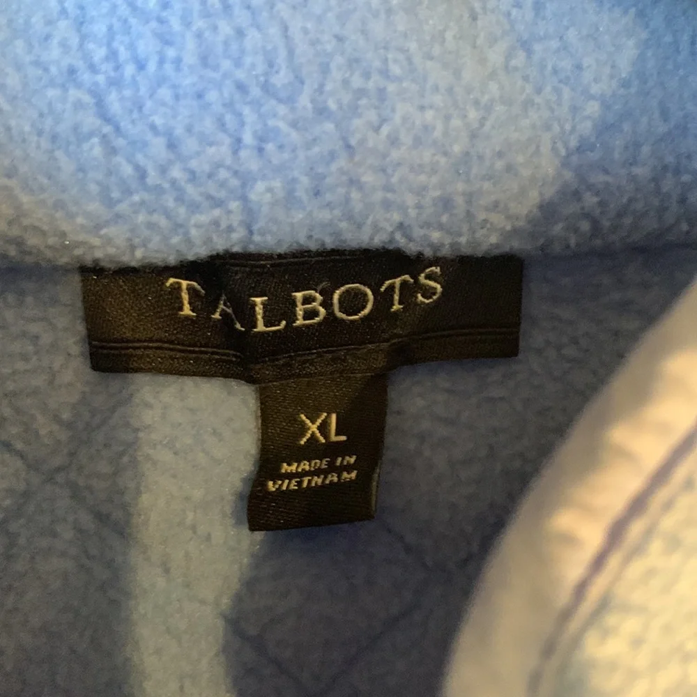 Talbots Fleece Quilted Zip Front Powder Blue Jacket with Nylon Quilting Detail - Picture 8 of 11